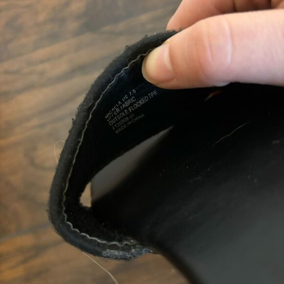 Y2K Bebe size 7.5 Monogram Logo Gold and Black Summer Beach Slides - Picture 5 of 5